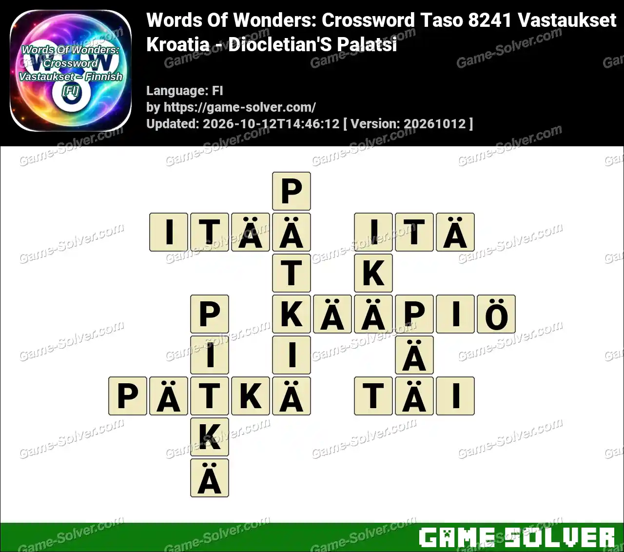 Words Of Wonders: Crossword Taso 8241 Vastaukset – Kroatia – Diocletian’S Palatsi